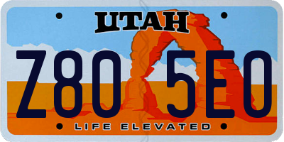 UT license plate Z805EO