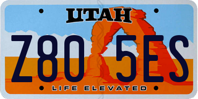 UT license plate Z805ES