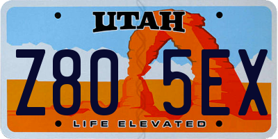 UT license plate Z805EX
