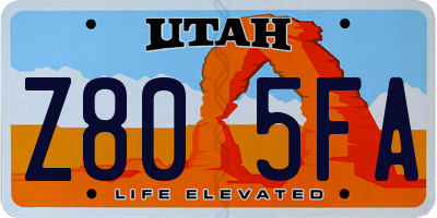 UT license plate Z805FA