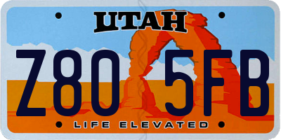UT license plate Z805FB