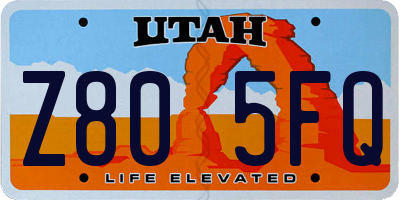 UT license plate Z805FQ
