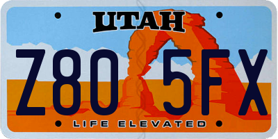UT license plate Z805FX