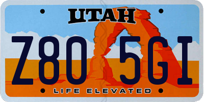 UT license plate Z805GI