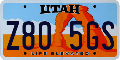 UT license plate Z805GS