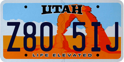 UT license plate Z805IJ