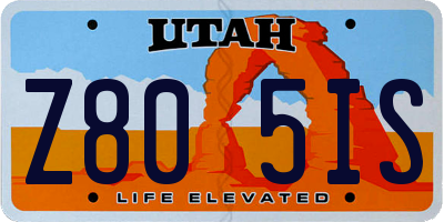 UT license plate Z805IS
