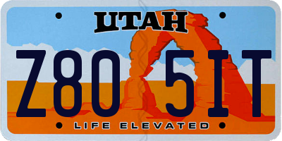 UT license plate Z805IT