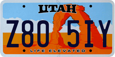 UT license plate Z805IY