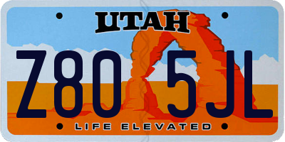 UT license plate Z805JL