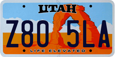 UT license plate Z805LA