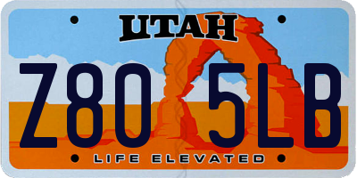 UT license plate Z805LB
