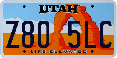 UT license plate Z805LC