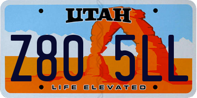 UT license plate Z805LL