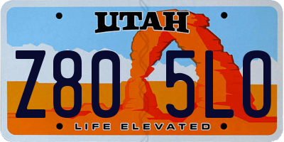 UT license plate Z805LO