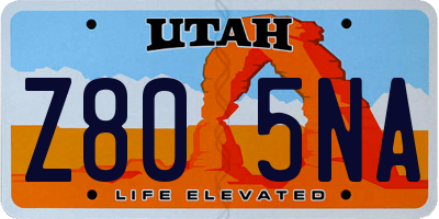 UT license plate Z805NA