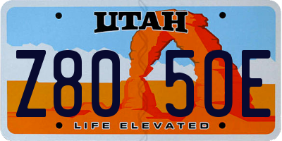 UT license plate Z805OE