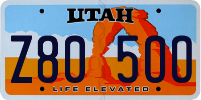 UT license plate Z805OO