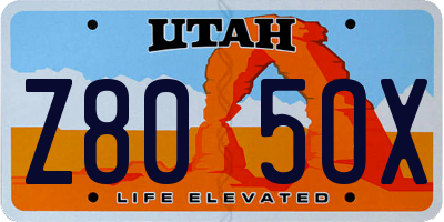 UT license plate Z805OX