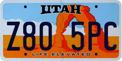 UT license plate Z805PC