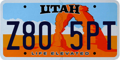 UT license plate Z805PT