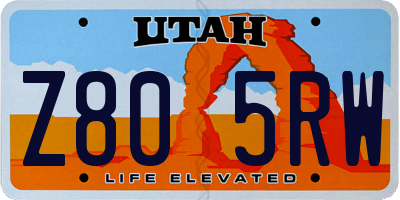 UT license plate Z805RW
