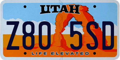 UT license plate Z805SD