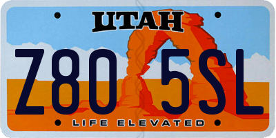 UT license plate Z805SL
