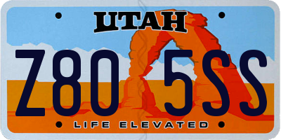 UT license plate Z805SS