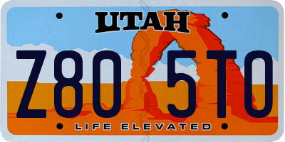 UT license plate Z805TO