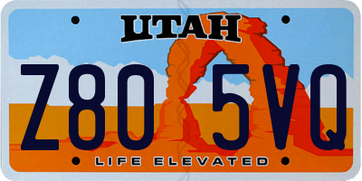 UT license plate Z805VQ