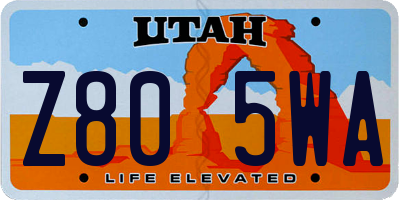 UT license plate Z805WA