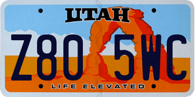 UT license plate Z805WC