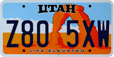 UT license plate Z805XW