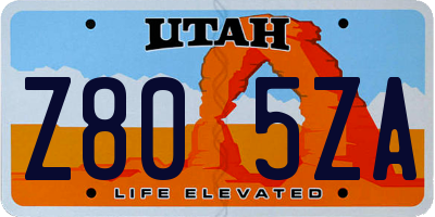 UT license plate Z805ZA