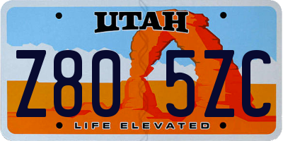 UT license plate Z805ZC