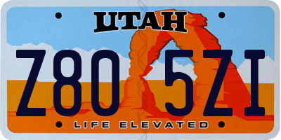 UT license plate Z805ZI