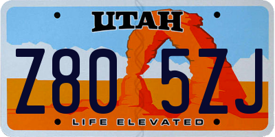 UT license plate Z805ZJ