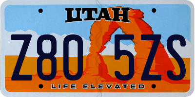 UT license plate Z805ZS