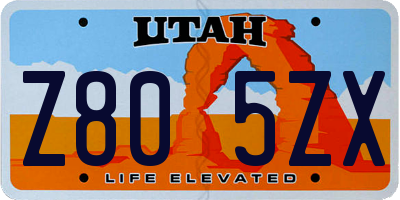 UT license plate Z805ZX