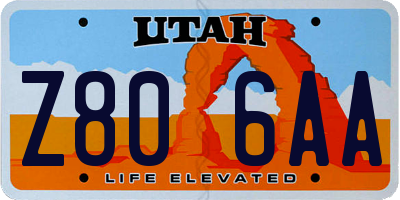 UT license plate Z806AA