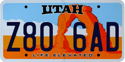 UT license plate Z806AD
