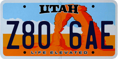 UT license plate Z806AE