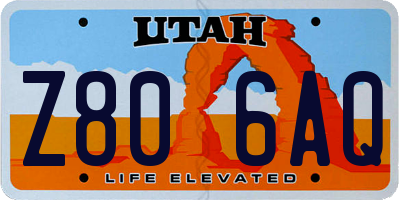 UT license plate Z806AQ