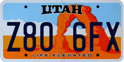UT license plate Z806FX