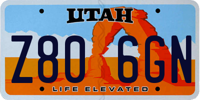 UT license plate Z806GN