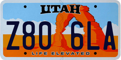 UT license plate Z806LA