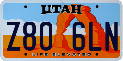 UT license plate Z806LN