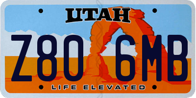 UT license plate Z806MB