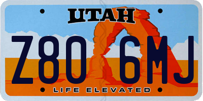 UT license plate Z806MJ